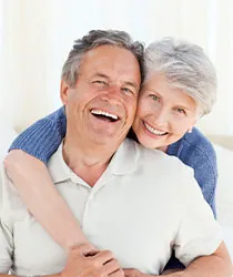 Old couple smiling