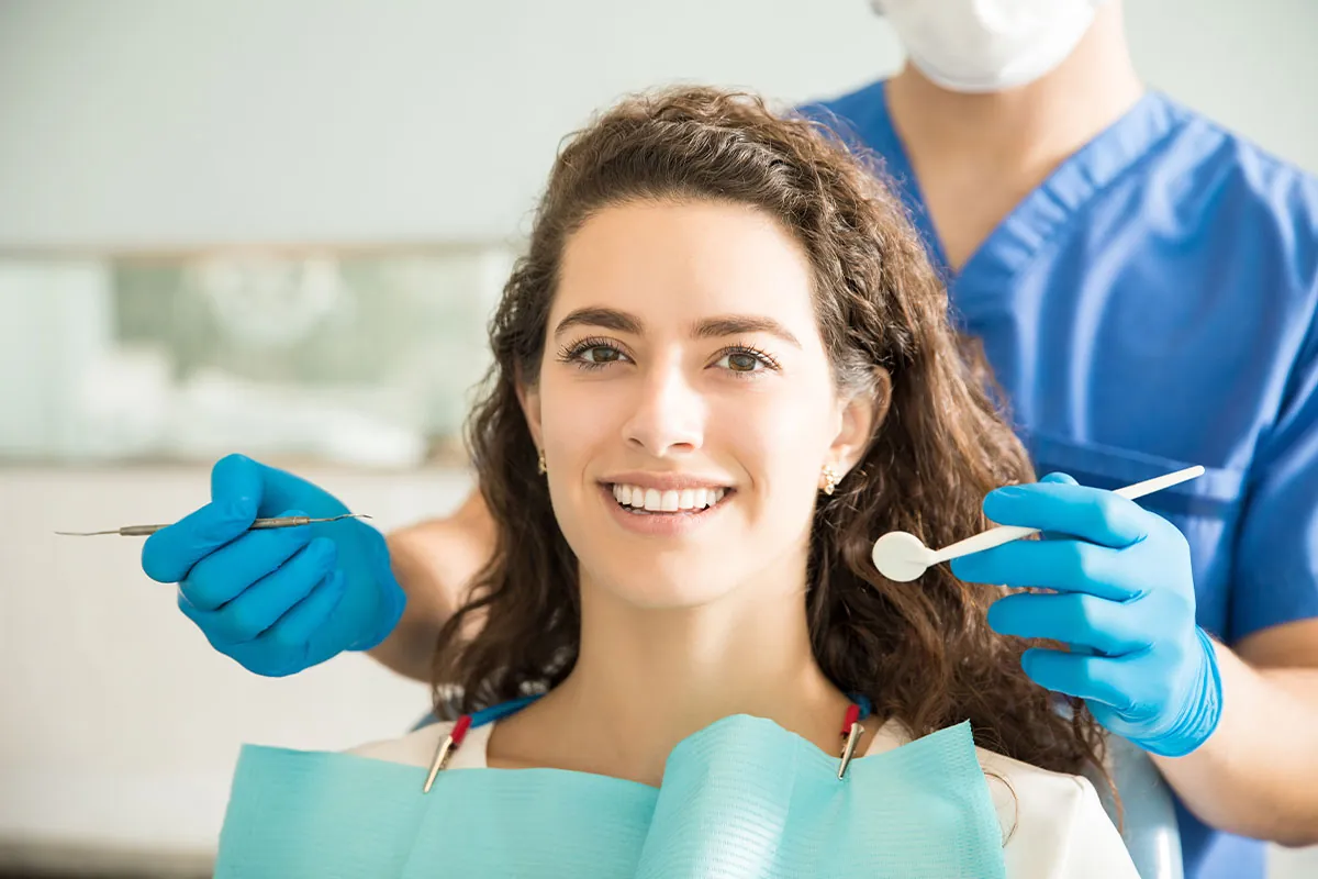Beautiful lady at dental checkup