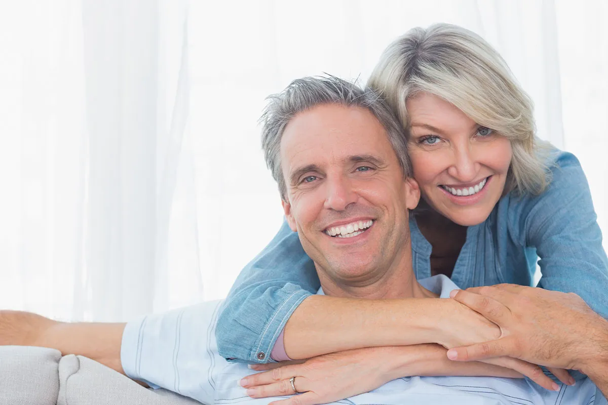 Old couple smiling