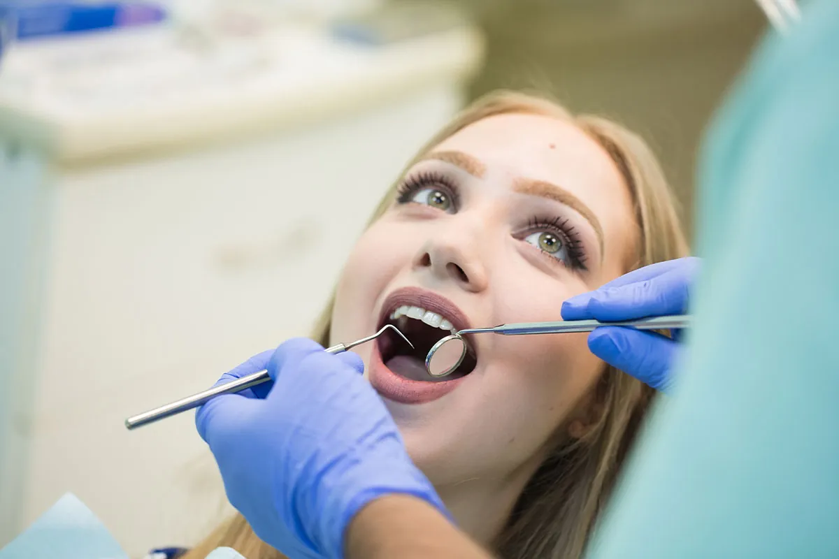 Beautiful lady in dental for dental checkup