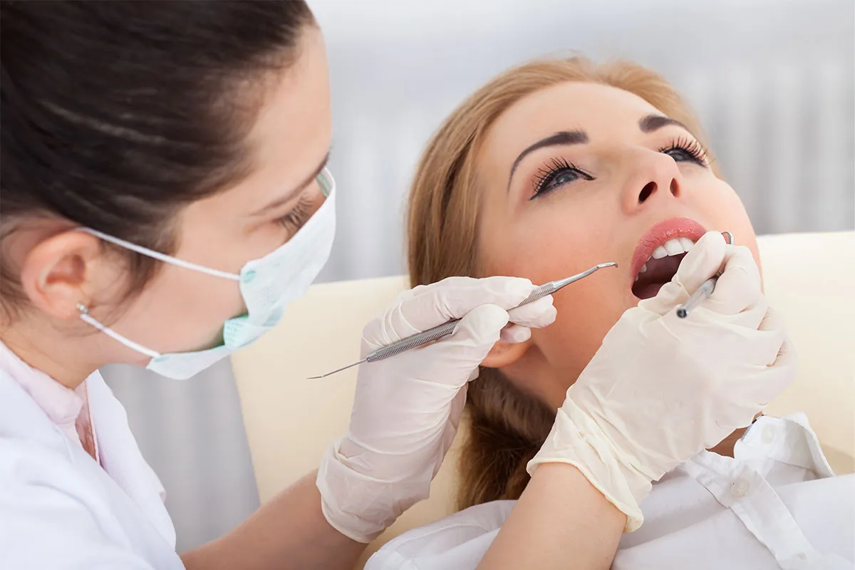 Beautiful lady in the dental check up