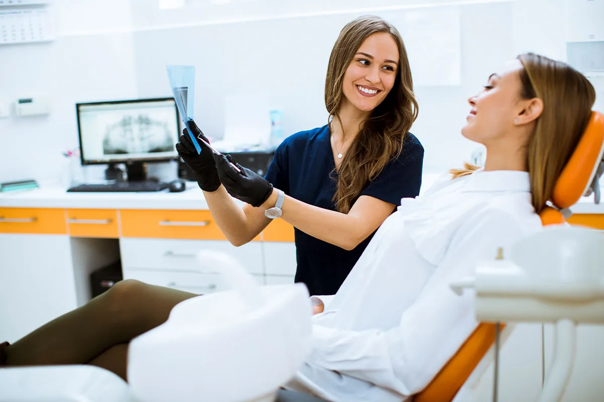 Beautiful lady at dental checkup
