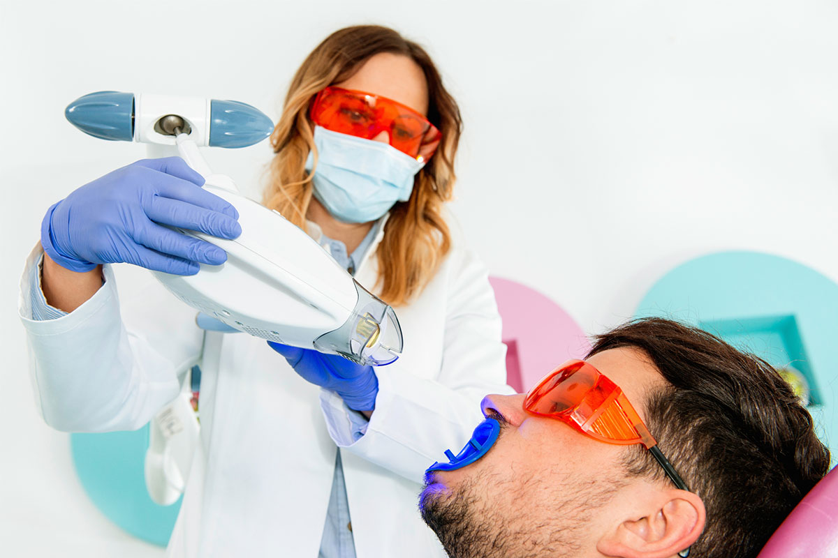 Laser teeth whitening at dental